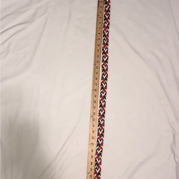 Belt Braided White Multicolor Argentina Leather Size M/L Rainbow Unisex - Picture 4 of 5